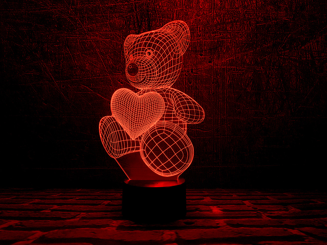Змінна пластина для 3D ламп "Ведмедик із серцем" 3DTOYSLAMP, фото 1
