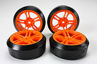 Team Magic E4D Mounted Drift Tire 45 Degree 5 Spoke Orange 4p