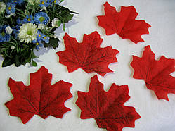 Аркуш тканинний. Висота центрального аркуша 7.5 на 8 см. Бордовий — набір 10 шт.