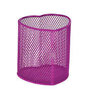 Подставка-стакан для ручек металлическая сетка ZiBi "Сердце" розовый 90*90*100 мм.
