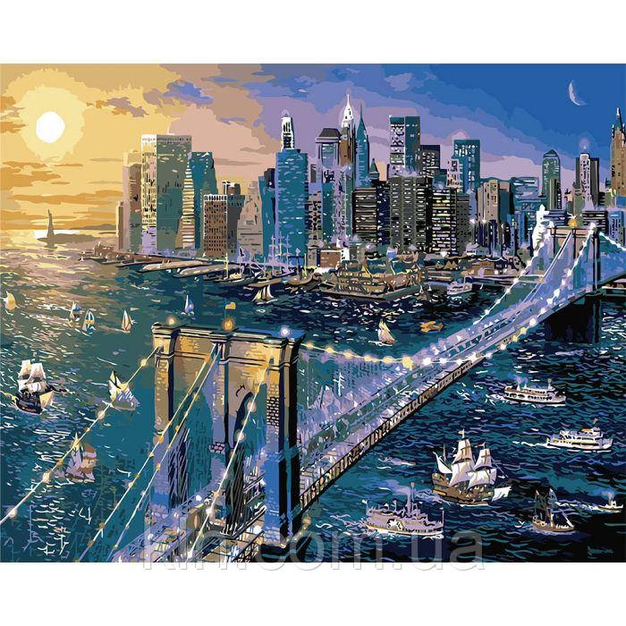 Картина за номерами без коробки 40 х 50 см Нью-Йорк у вогнях Ідейка КНО2170, фото 1
