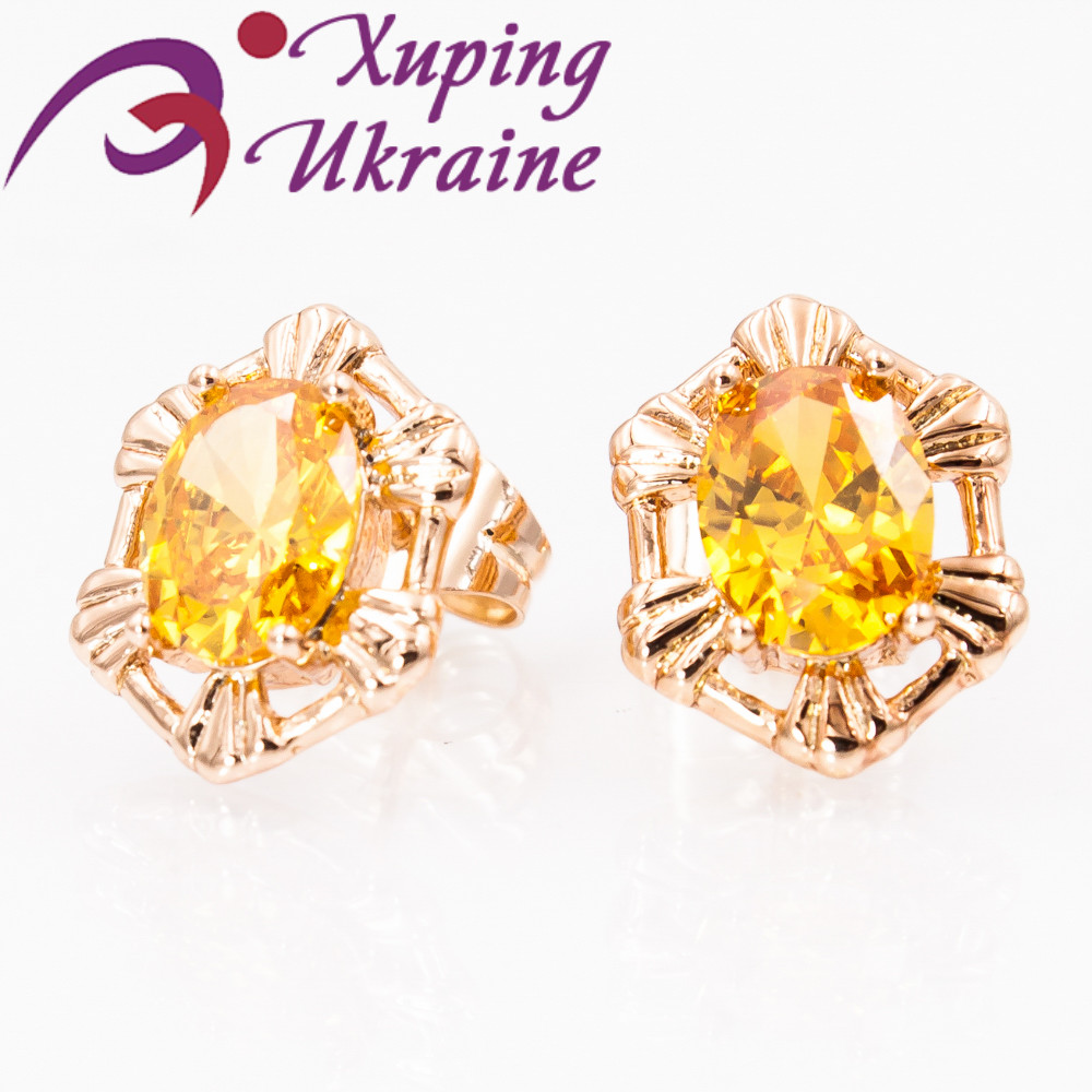 Сережки-гвоздики Xuping 1,3 см лимонна позолота жовтий (Медичне золото) 524450(2)