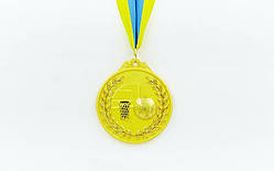 Медаль спортивна двоколірна зі стрічкою Баскетбол (діаметр 6,5 см)
