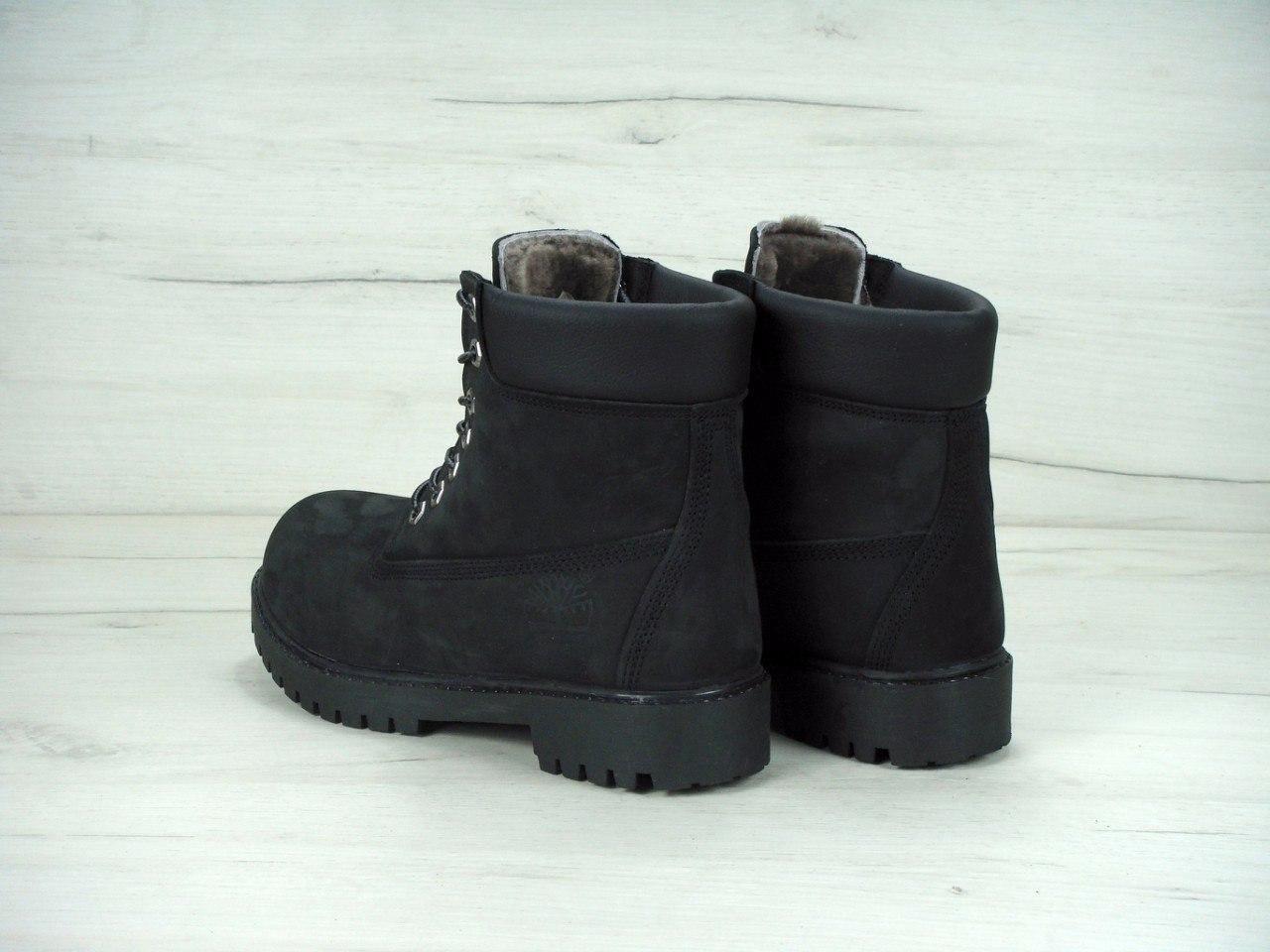 Ботинки мужские в стиле Timberland зимние черного цвета - фото 8 - id-p623991254
