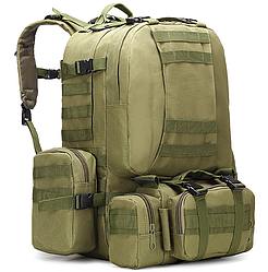 Тактичний Штурмовий Військовий рюкзак із підсумками на 50-60літров хакі