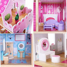 Великий дерев'яний ляльковий будиночок c меблями ECOTOYS, фото 2