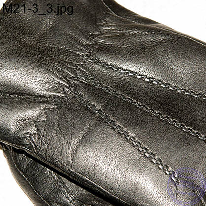 Чоловічі шкіряні зимові рукавички з натуральним хутром - M21-3, фото 3