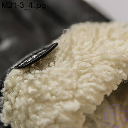 Чоловічі шкіряні зимові рукавички з натуральним хутром - M21-3, фото 4