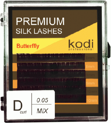 Вії для нарощування Kodi Professional Butterfly, D-0.05 (6 рядів: 8/9/10 мм.) чорні, фото 1