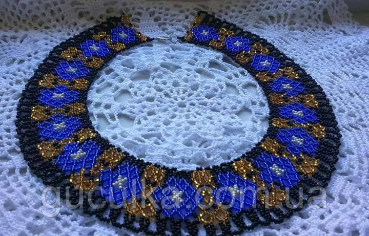 Кольє "Волошка" з бісером ручної роботи, фото 1