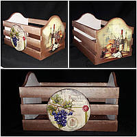 Декоративний ящик із дерева та фанери під хліб, ручна робота, декупаж, 21х33х20 см, 420 г.