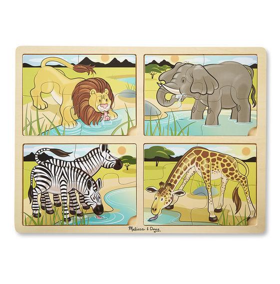 Дерев'яний пазл 4 в 1 "Сафарі"/4-in-1 Safari (16 великих елементів) ТМ Melissa & Doug MD9366