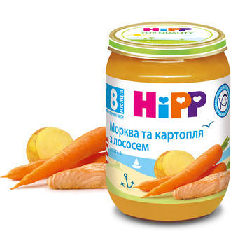 Пюре HiPP Лосось у морквяно-картофельному пюре, 190 г