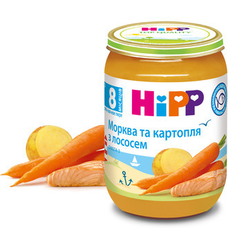 Пюре HiPP Лосось в морковно-картофельном пюре, 190 г - фото 1 - id-p624489340