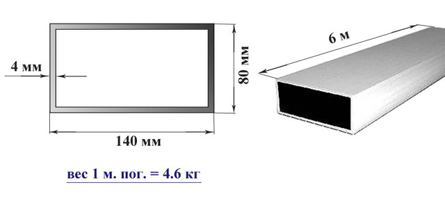 Труба алюминиевая профильная 140х80х4 мм