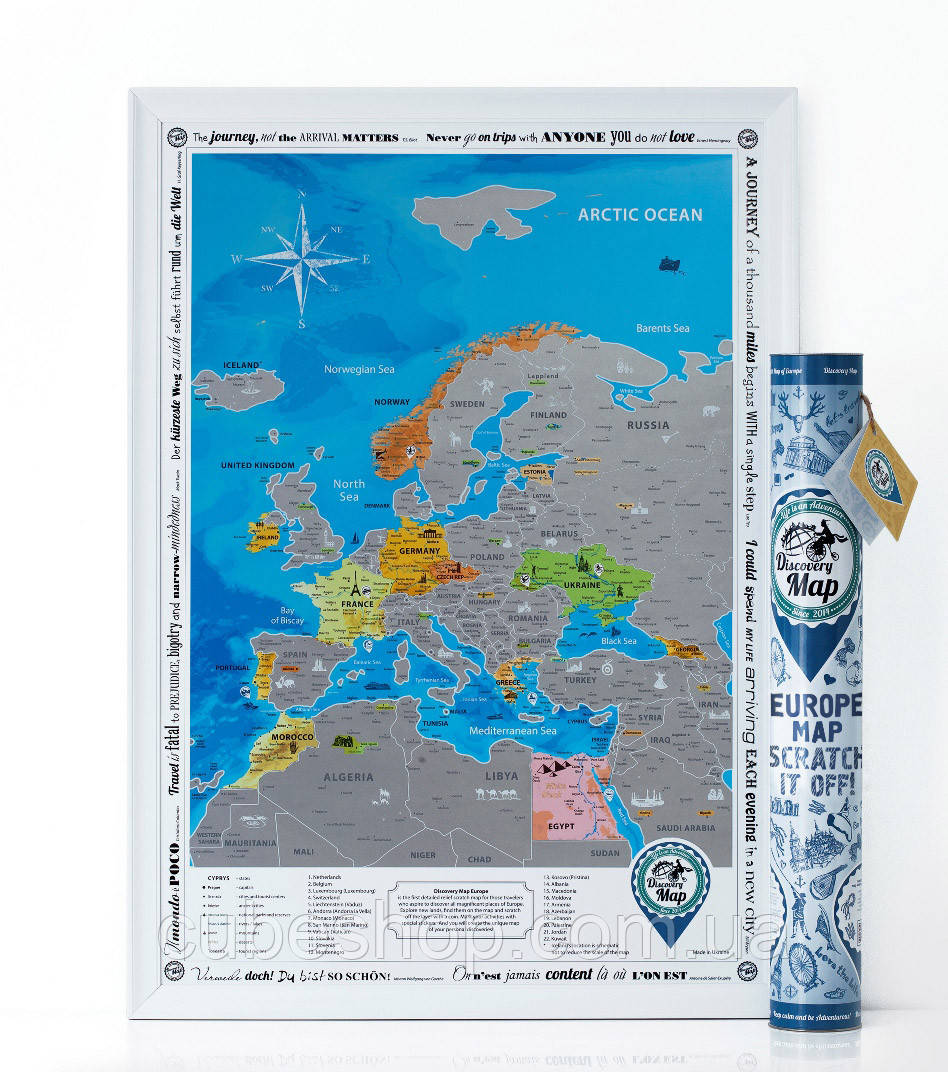 Скретч мапа Європи Discovery Map Europe (в тубусі) англійська мова