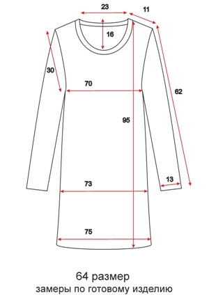 Сукня з вирізом прямий рукав - 64 розмір - креслення