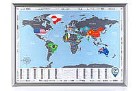 Скретч карта Discovery Map World Flags (в серебристой рамке)