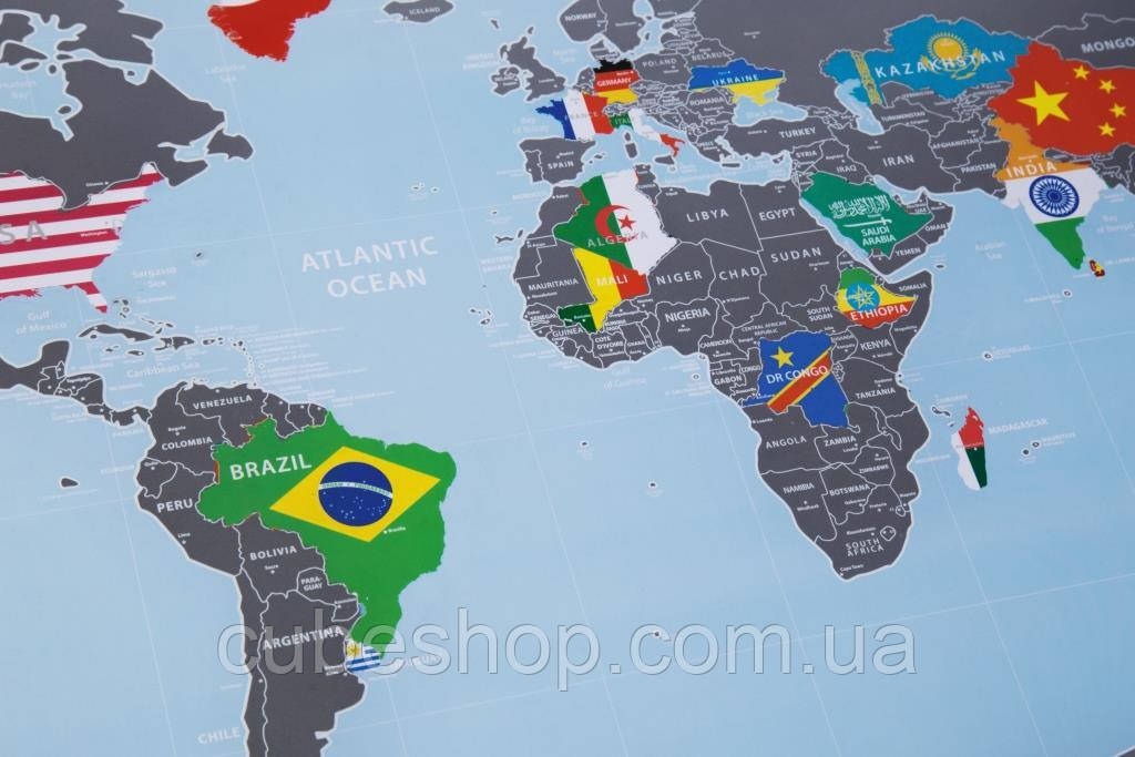 Скретч карта Discovery Map World Flags (в белой рамке) - фото 5 - id-p624719005