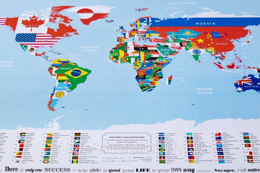 Скретч карта Discovery Map World Flags (в белой рамке) - фото 6 - id-p624719005