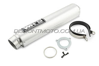 Глушник для мотоцикла прямоток 360*130 мм (неіржавка сталь, овал, хром, тюнінг)