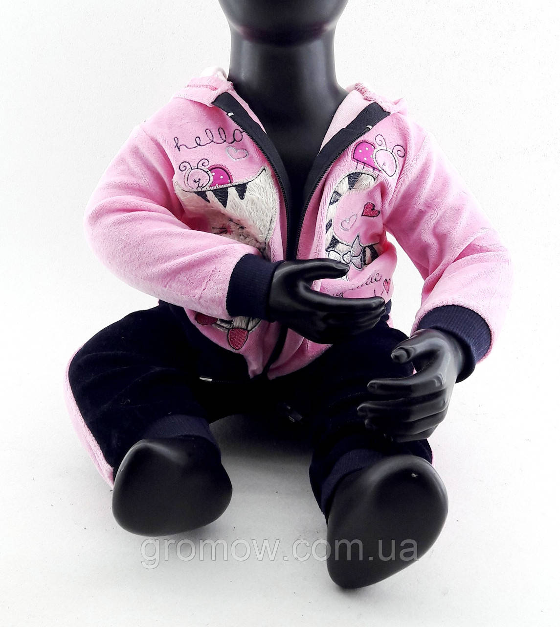 Спортивний костюм 12, 18, 24 місяці Туреччина для новонародженої дівчинки набір рожевий (КДНД34), фото 1