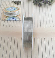 Дріт для плетіння бісером, срібний, 0,3 мм, 25 м/котушка