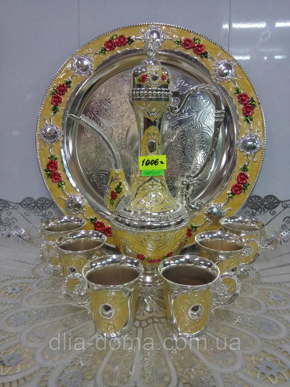 Мельхіоровий набір глечик рюмки 6 шт. рознос арт2010, фото 1