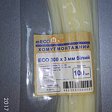 Хомут (стяжка) ECO 300 х 3мм білий
