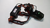 Ліхтар акумуляторний налобний WD176/BL-2189-T6, zoom (2х18650, 3 режими), фото 3