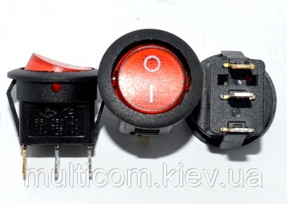 11-02-057. Перемикач круглий МIRS-101-8С (ON-OFF), 3pin, 6A-250V, з підсвічуванням, червоний