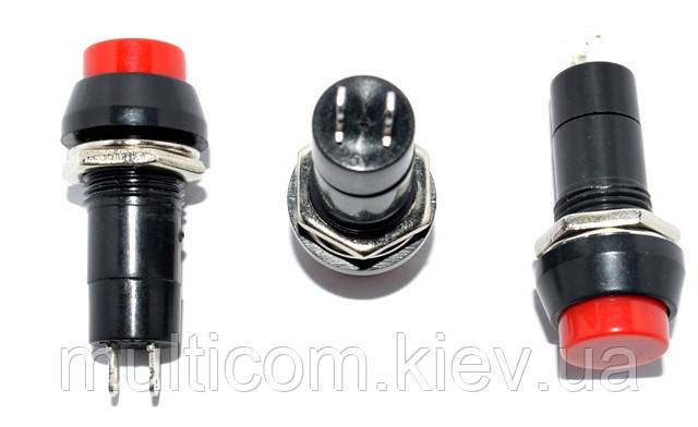 11-01-011. Кнопка живлення середня кругла (ON-OFF), 2pin, 1A-250V, без фіксації, червона