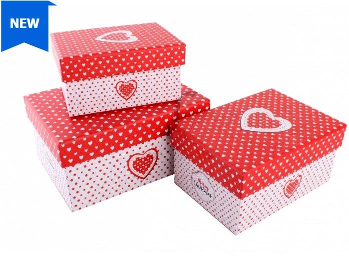 Набір Новорічних Подарункових Коробок "Christmas" 3 шт. у сердечках, фото 1