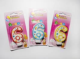 Свічки для торта, цифра "6"