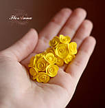 Жовтий комплект прикрас ручної роботи сережки, кулон і кільце "Жовті троянди"., фото 4