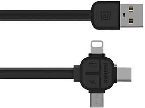 Кабель USB Remax Lesu 3in1 Lightning & Micro USB & Type-C Black (RC-066th)