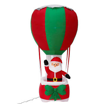 Надувна Новорічна іграшка Дід Мороз на парашуті 180 см, декор на вулицю Новий рік