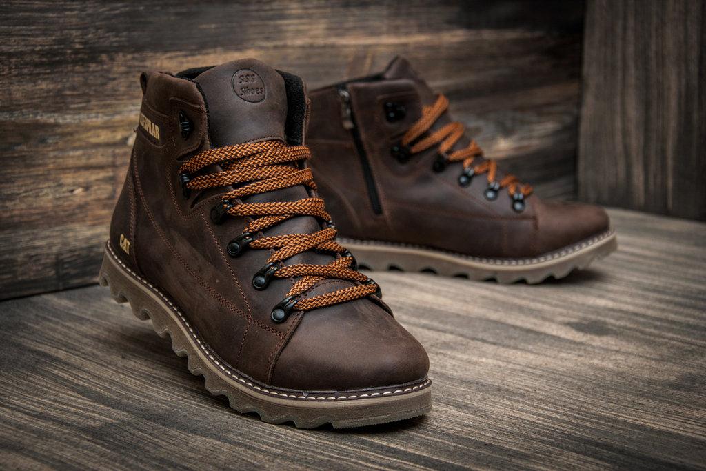 Черевики шкіряні зимові CAT Rider Nubuck Brown - фото 1 - id-p625370687