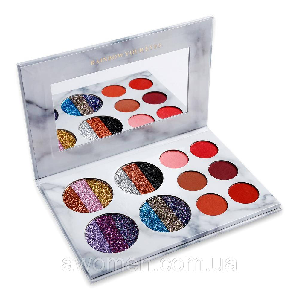Тіні для очей Glamierre Rainbow Your Eyes Glitter and Matte (18 кольорів), фото 1