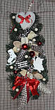 Розкішна різдвяна гілка на двері, натуральні матеріали, 60-70 см, фото 4