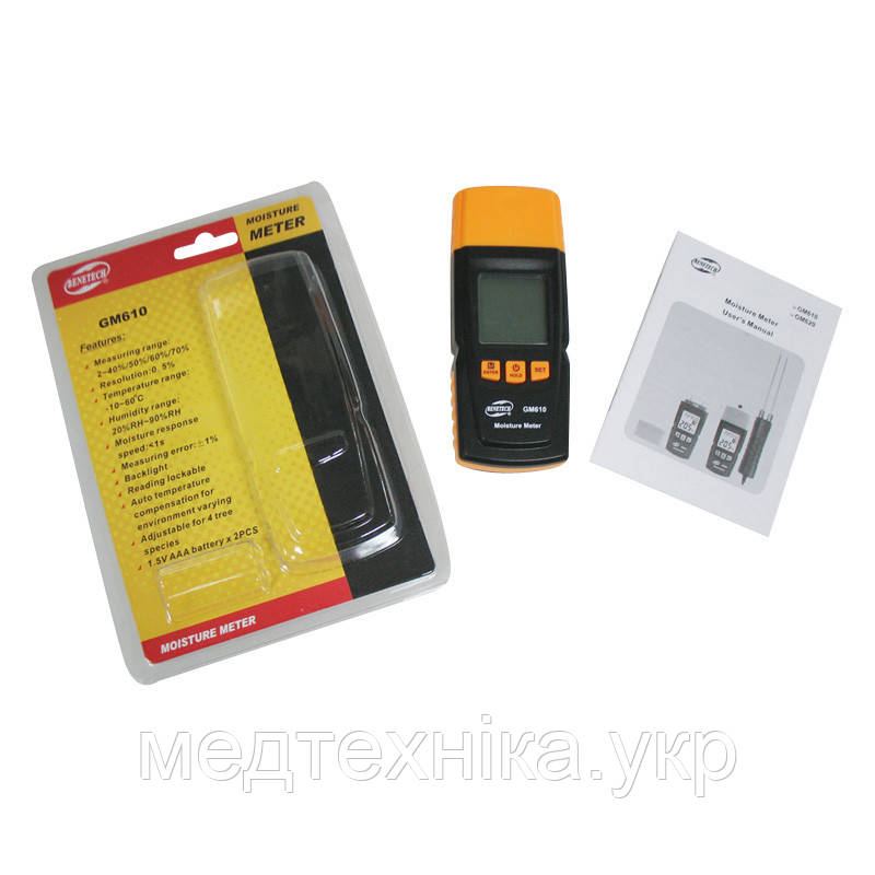 Влагомер древесины Benetech GM610 ( 5 до 70%) 2 иглы с выбором типа ...