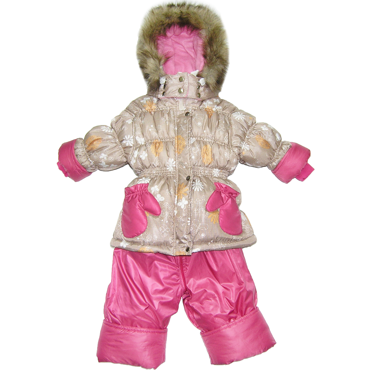 Дитячий зимовий термокомбінезон р. 86: штани і куртка на флісі і відстібною овчині, фото 1
