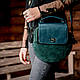 Кругла жіноча сумка з натуральної замші бордо., фото 4