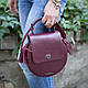 Кругла жіноча сумка з натуральної замші бордо., фото 6