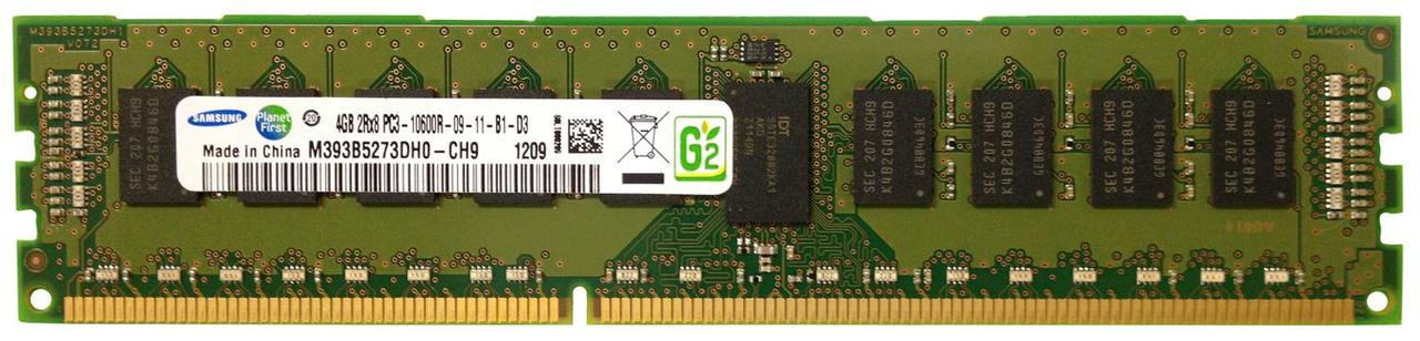 Модуль памяти Samsung, 4GB PC-10600 DDR3 1333 MHz, M393B5273DHO-CH9, ECC  