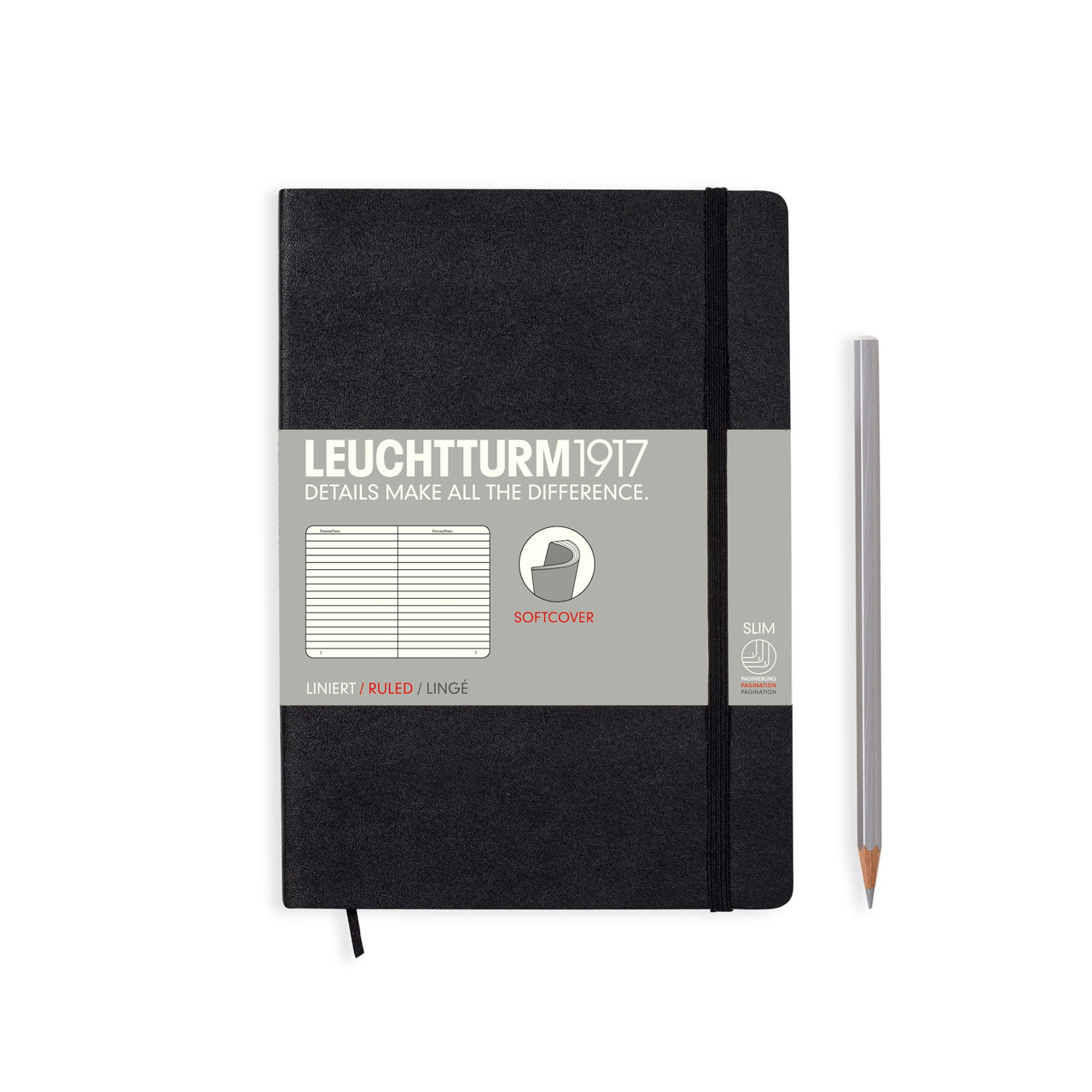 Блокнот Leuchtturm1917 М'яка обкладинка середній А5 Чорний нелінований 14,5х21 см (318651)