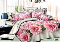 Двуспальный комплект (Ранфорс) | Комплект постельного белья "Розовые астры" | Простынь 200х220 см