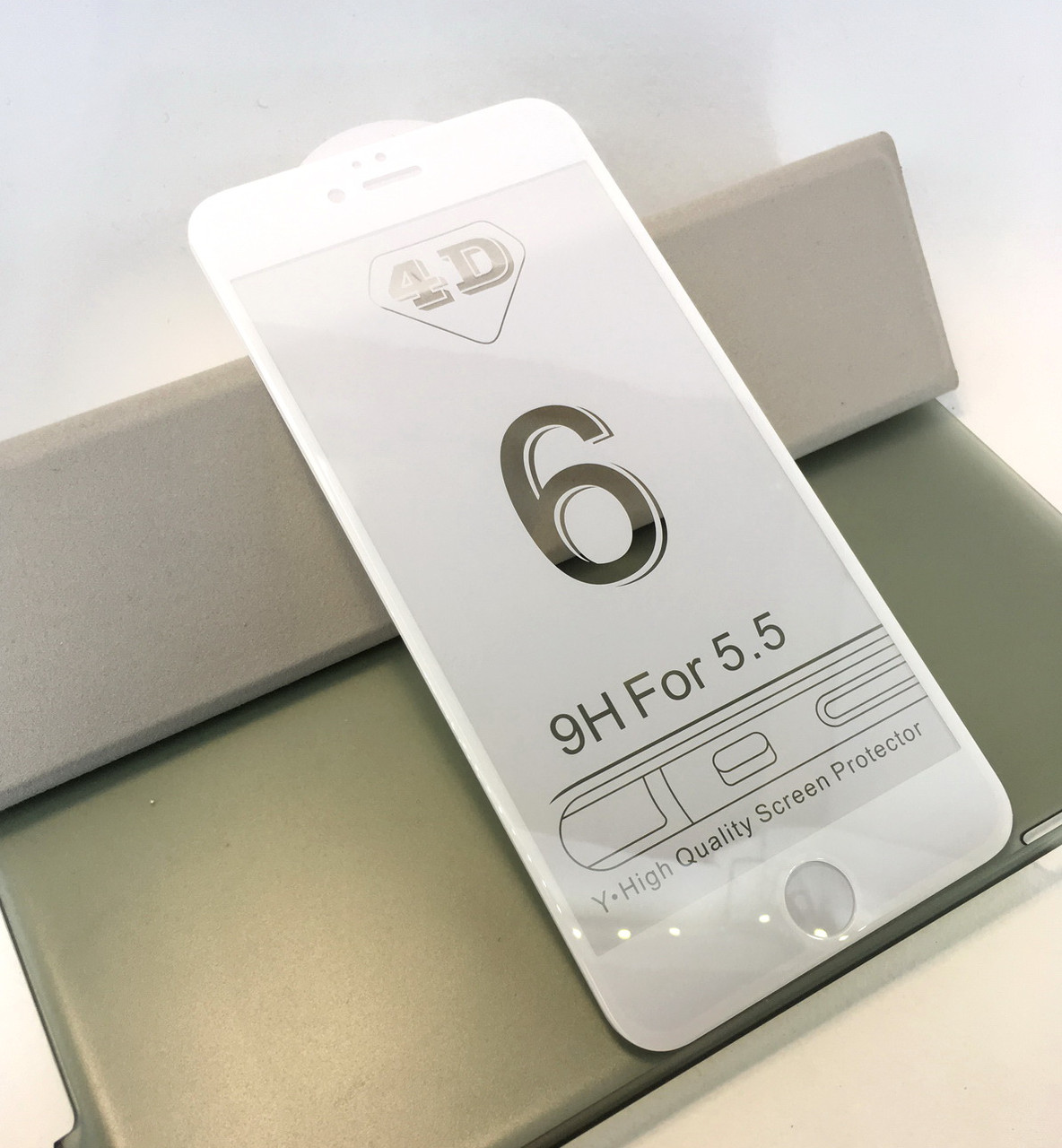 IPhone 6 Plus, 6s Plus защитное стекло на телефон противоударное 4D full glue white, белое - фото 1 - id-p625646644