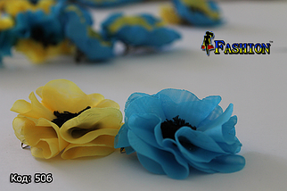 Блакитна заколка-брошка Квітка, фото 2
