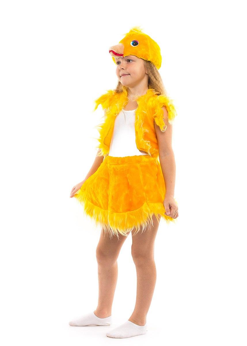 Детский карнавальный костюм Цыпленок девочка мех (3-7 лет) - фото 1 - id-p625868580